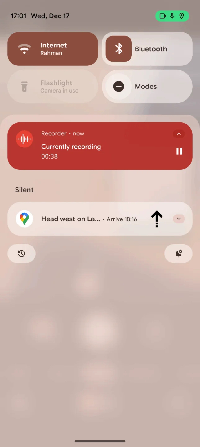 android 16 qpr3 location camera microphone location indicator
