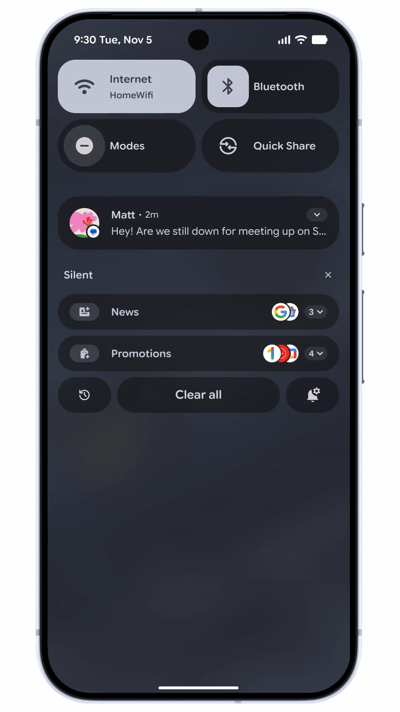 google android 16 qpr2 ai notifications organizer