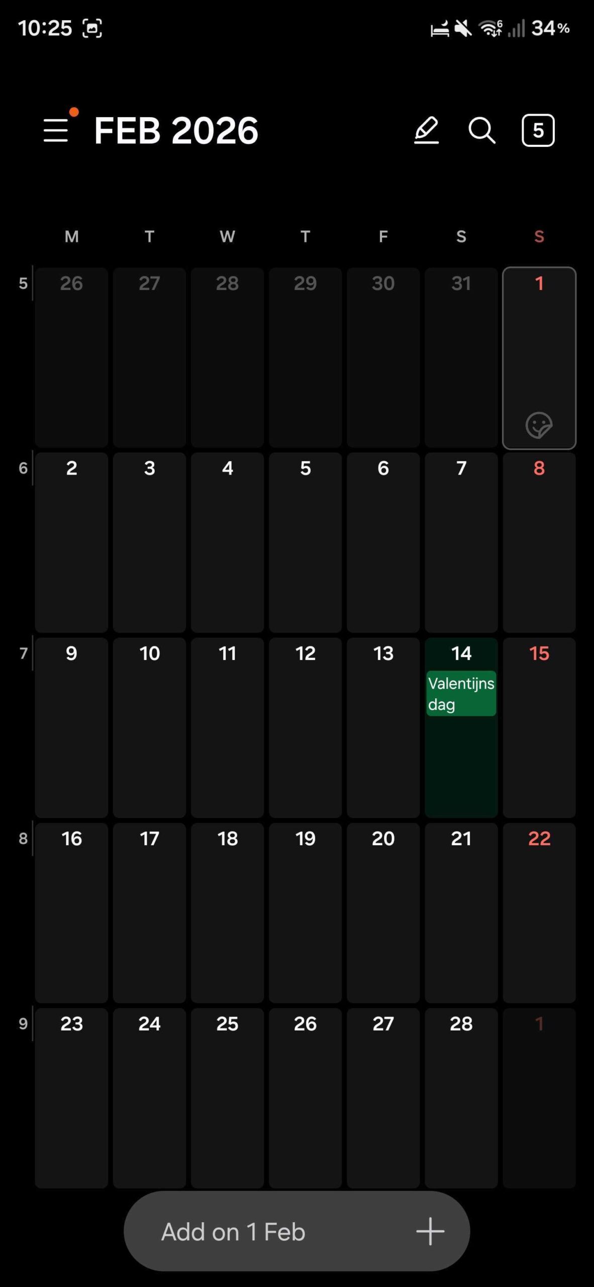 samsung calendar one ui 8.5 month view dark mode