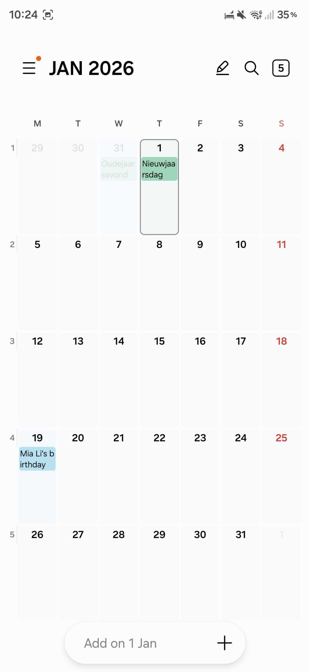 samsung calendar one ui 8.5 month view light mode