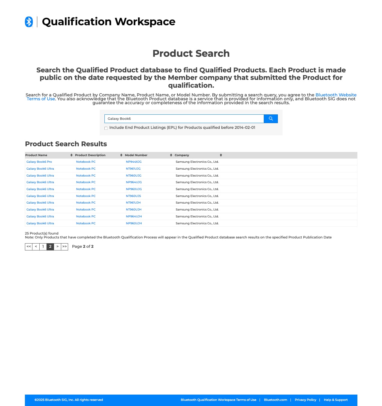 samsung galaxy book 6 ultra bluetooth sig