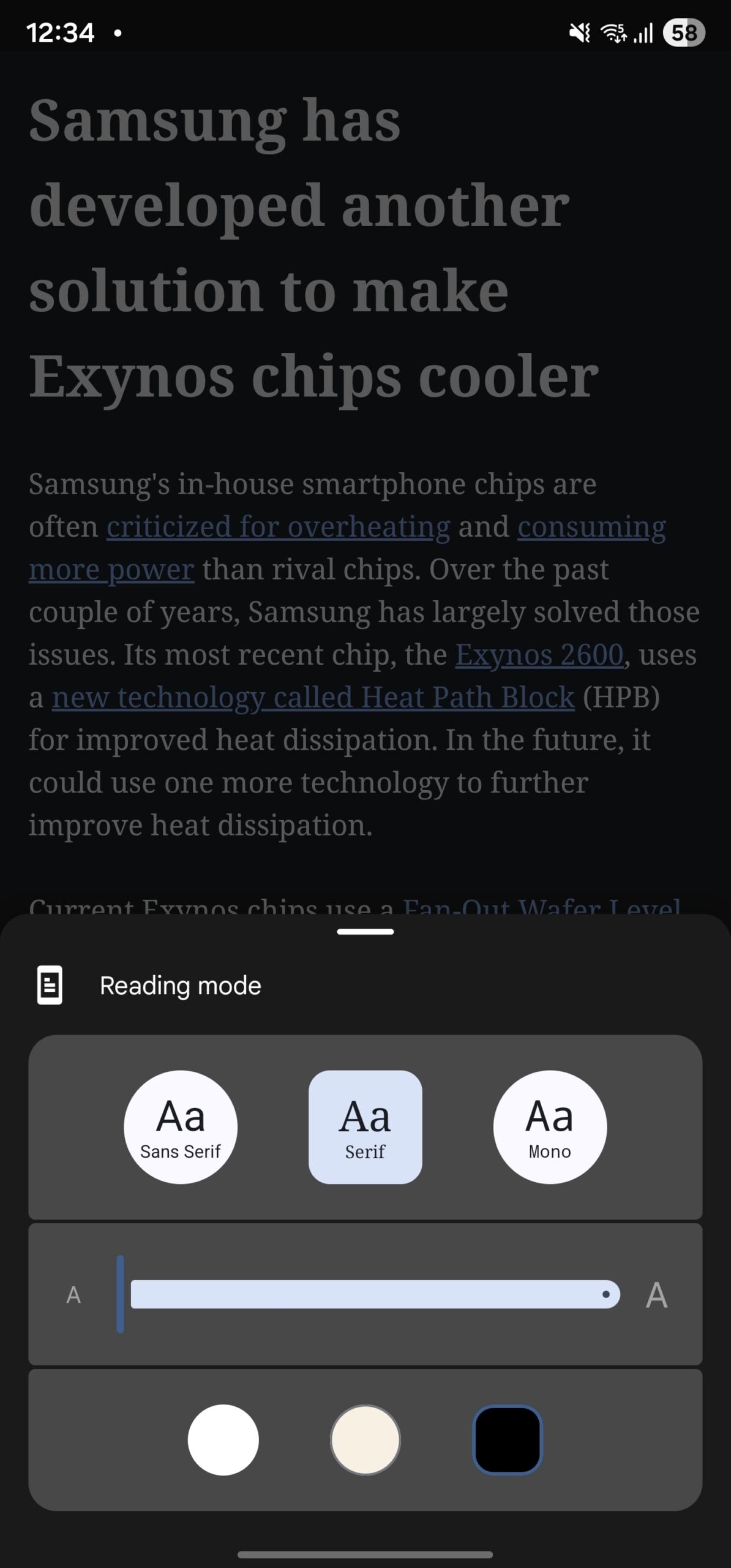 samsung galaxy s25 google chrome show reading mode option (04)