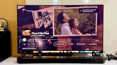 samsung s90c oled tv india spotify app music video (01)