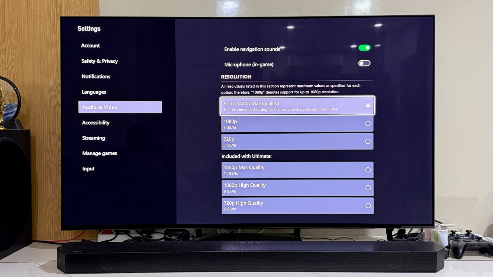 samsung tv microsoft xbox cloud gaming resolution