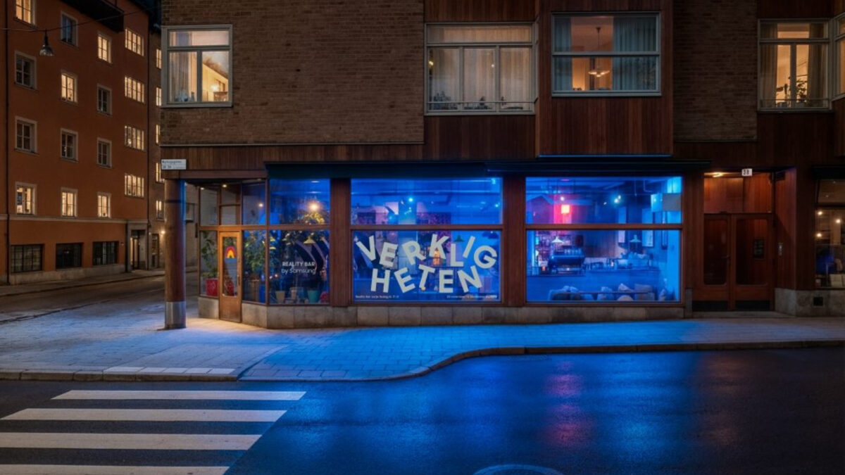 samsung verkligheten pop-up reality tv show bar in lykke nytorget cafeteria in stockholm sweden