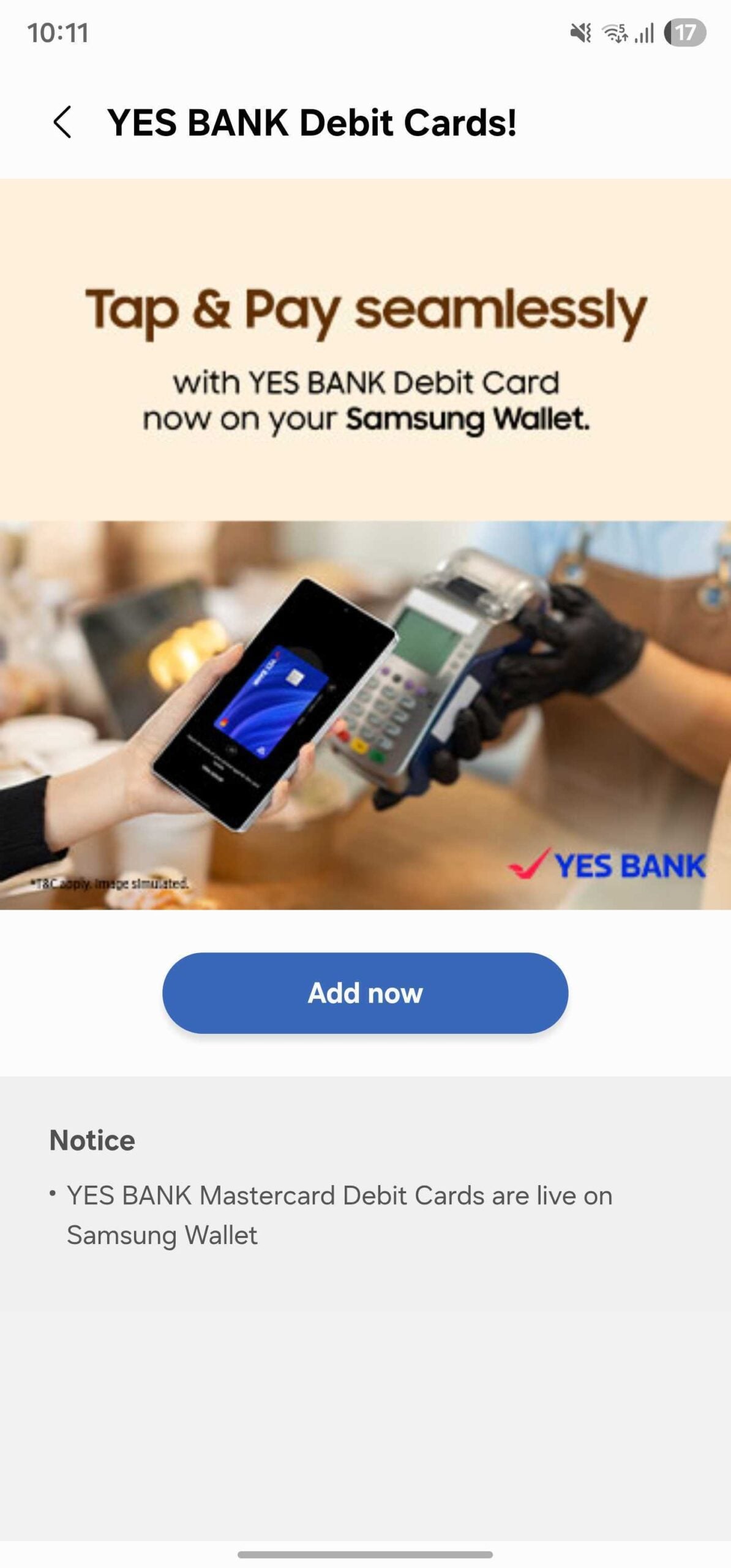samsung wallet yes bank debit card support india (02)