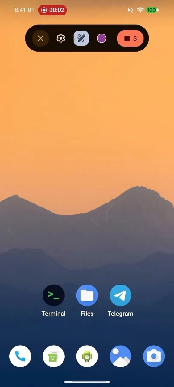 google android 17 screen recording drawing menu