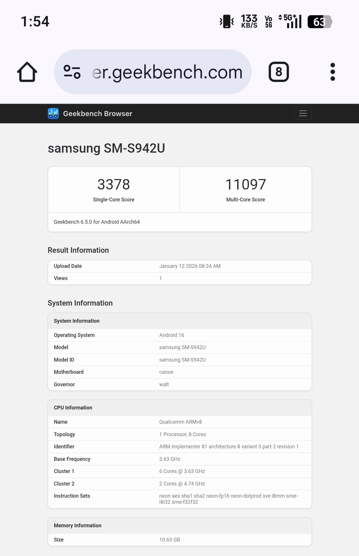 samsung galaxy s26 usa variant qualcomm snapdragon 8 elite gen for galaxy processor geekbench scores