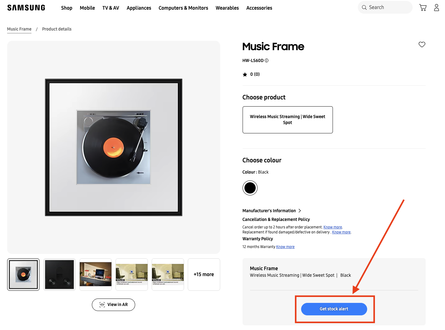 samsung music frame 2024 out of stock india