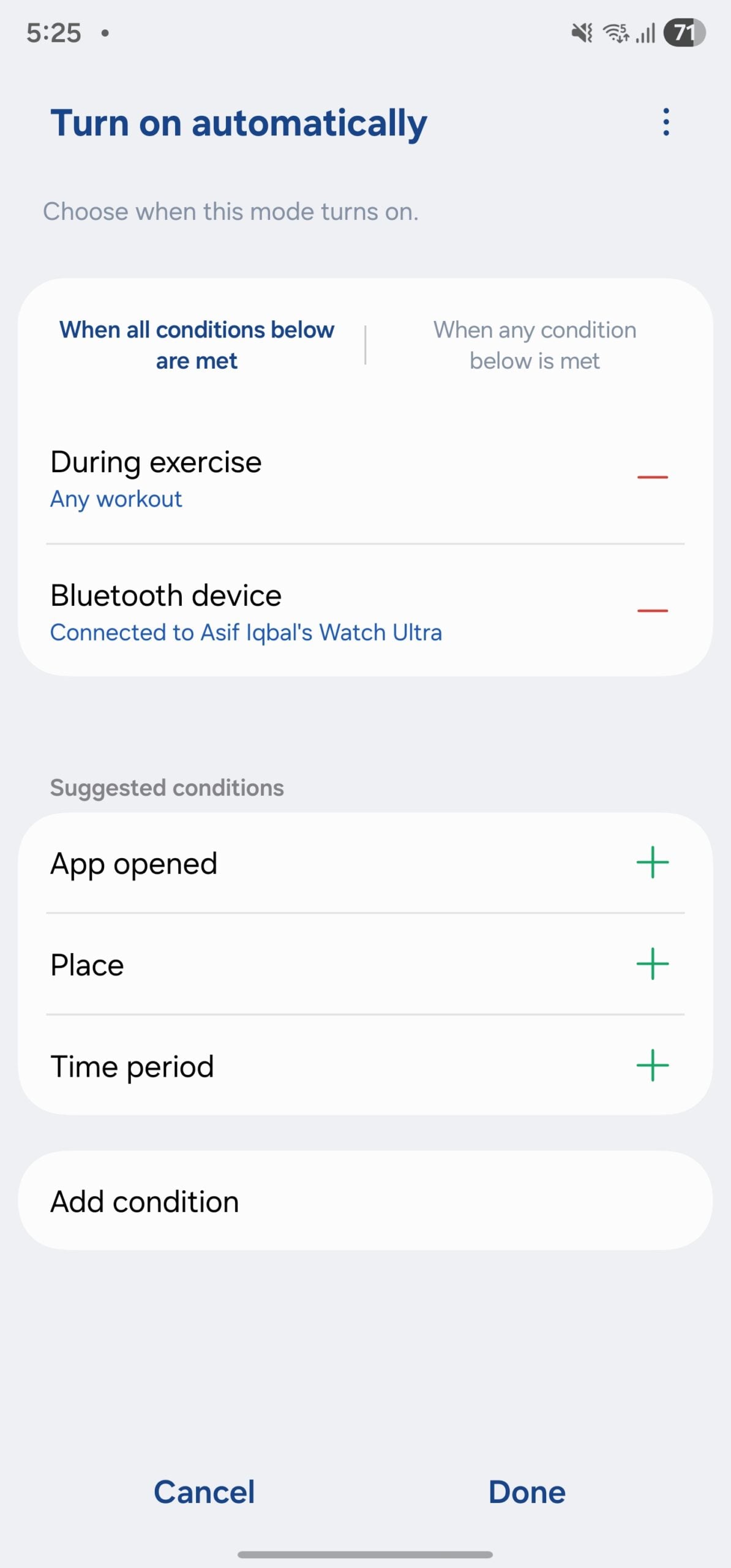 samsung one ui 8.0 modes and routines conditions workout