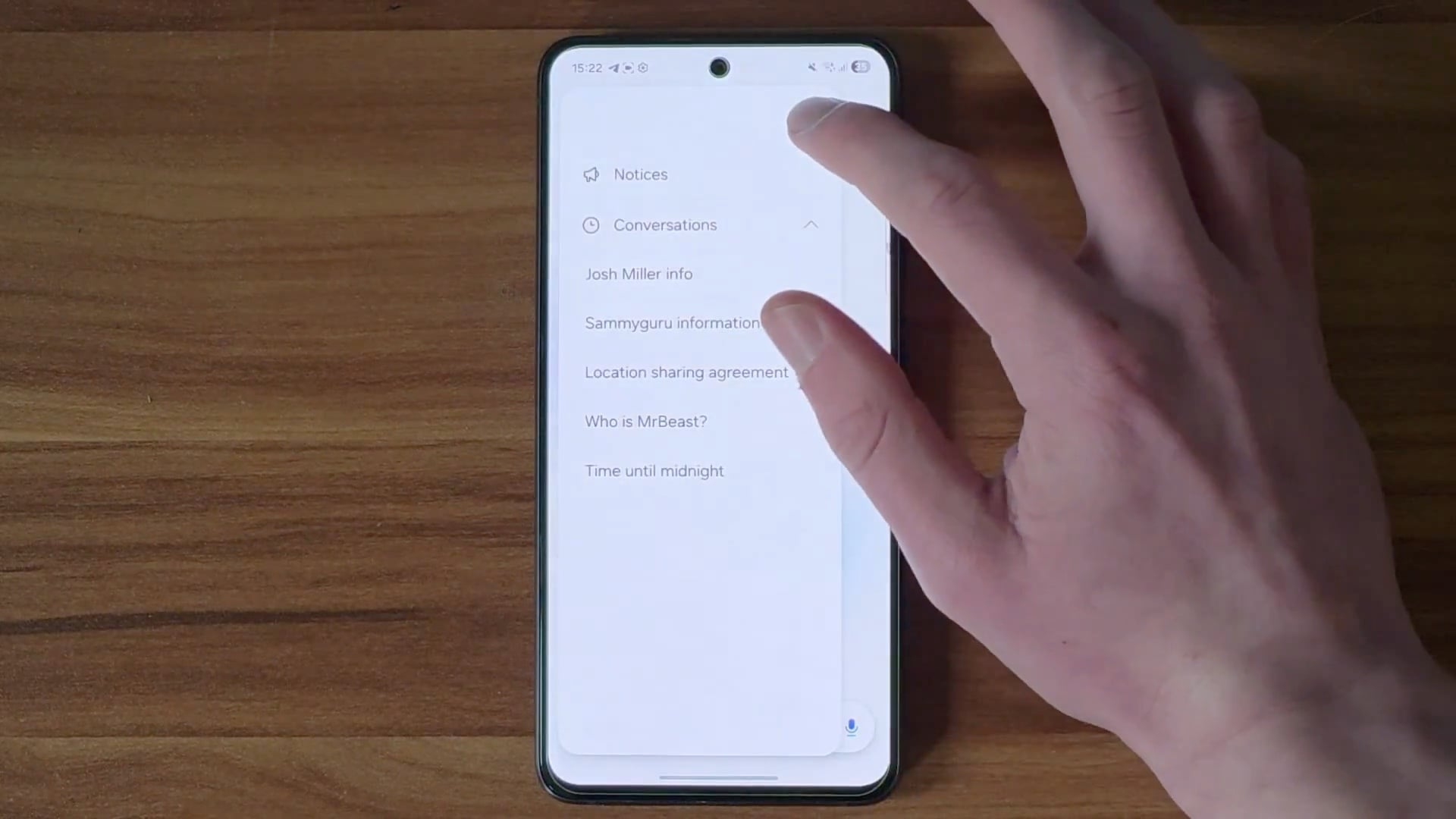 samsung one ui 8.5 bixby app left hamburger menu chat threads history