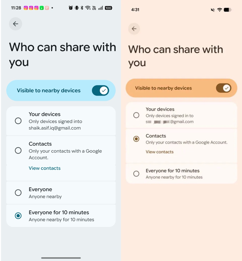 google quick share privacy settings everyone for 10 minutes removed pixel