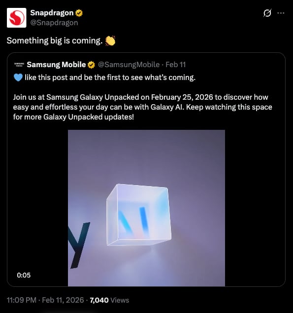 qualcomm hints at galaxy s26 featuring a snapdragon chipset