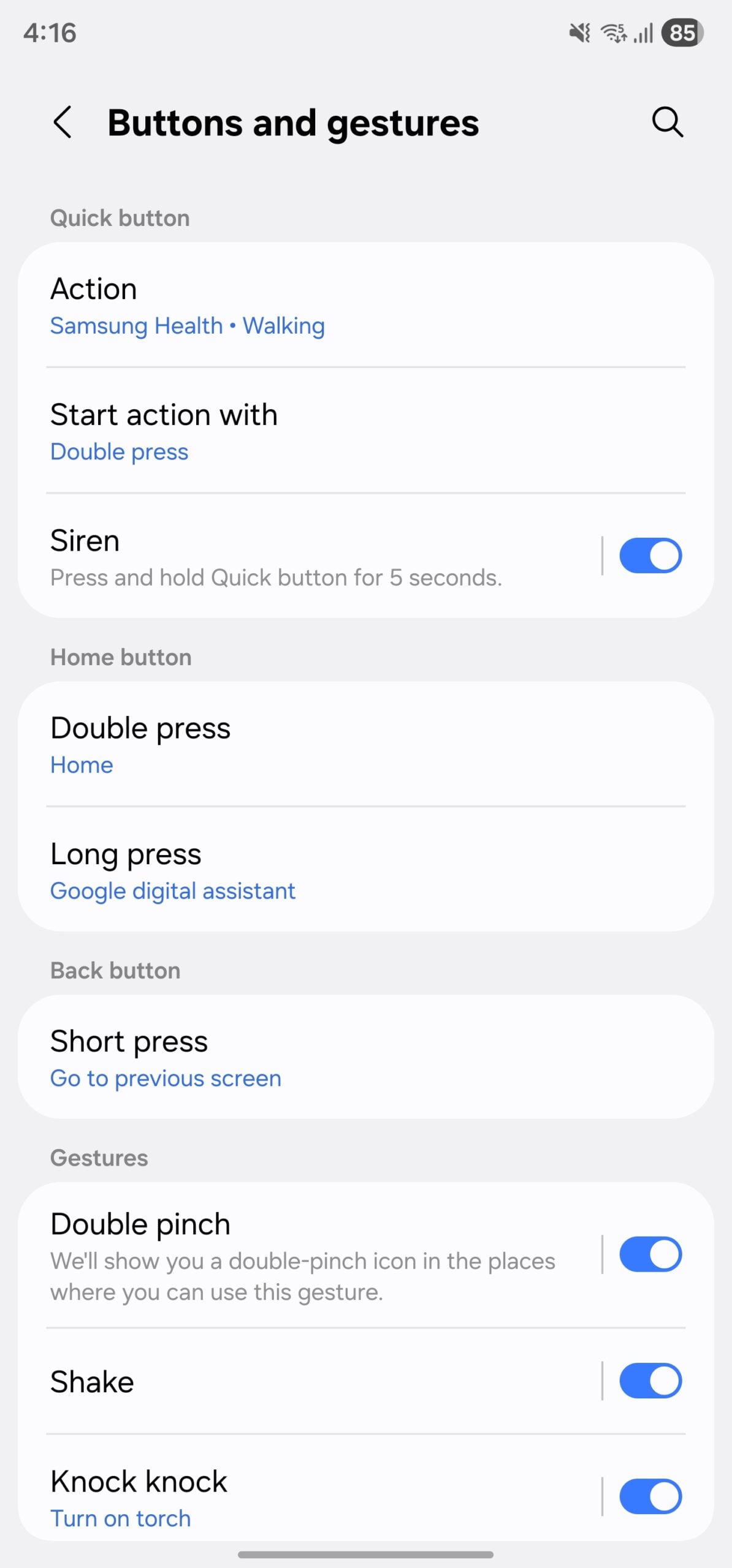 samsung galaxy watch ultra button configurations