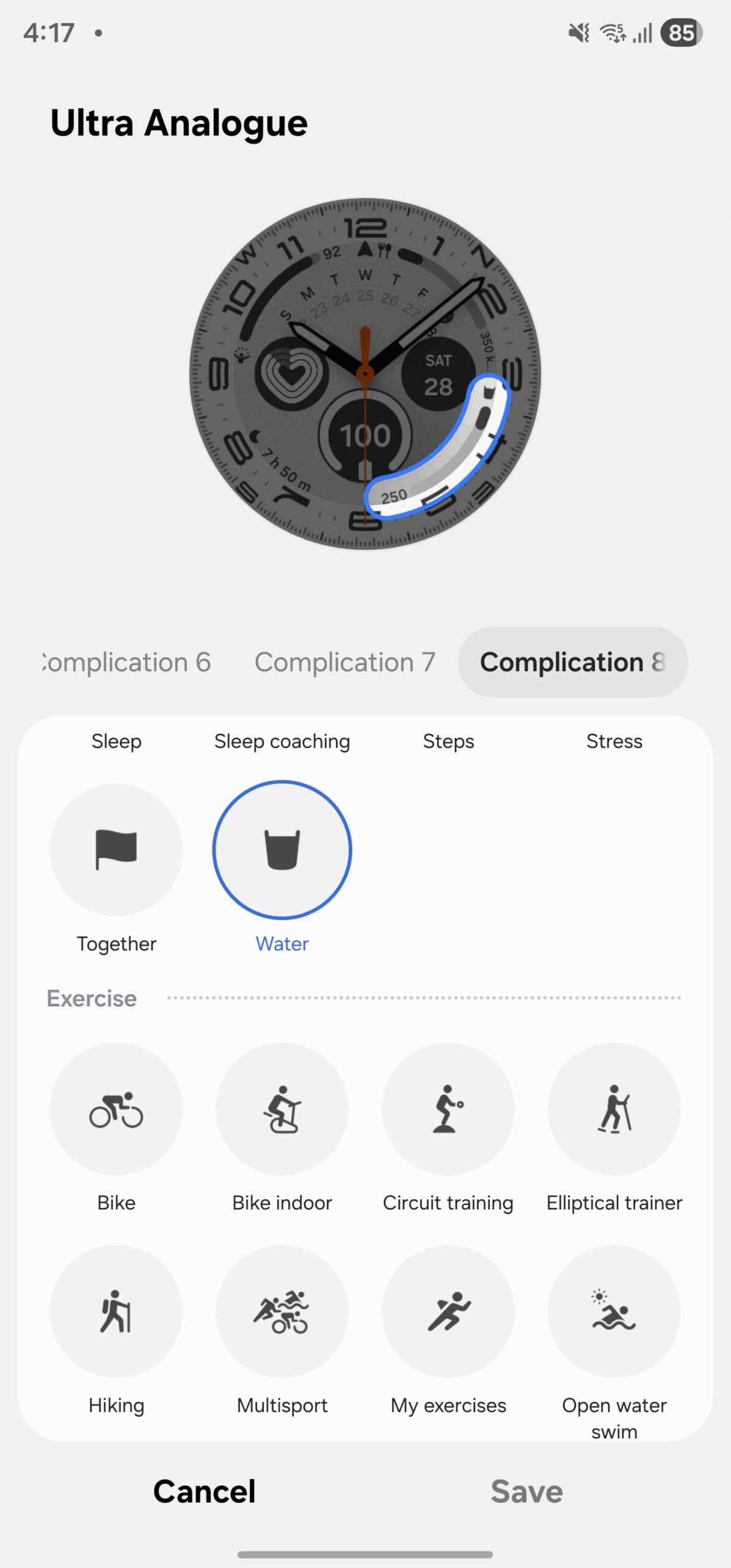 samsung galaxy watch ultra wearable app watch face complication