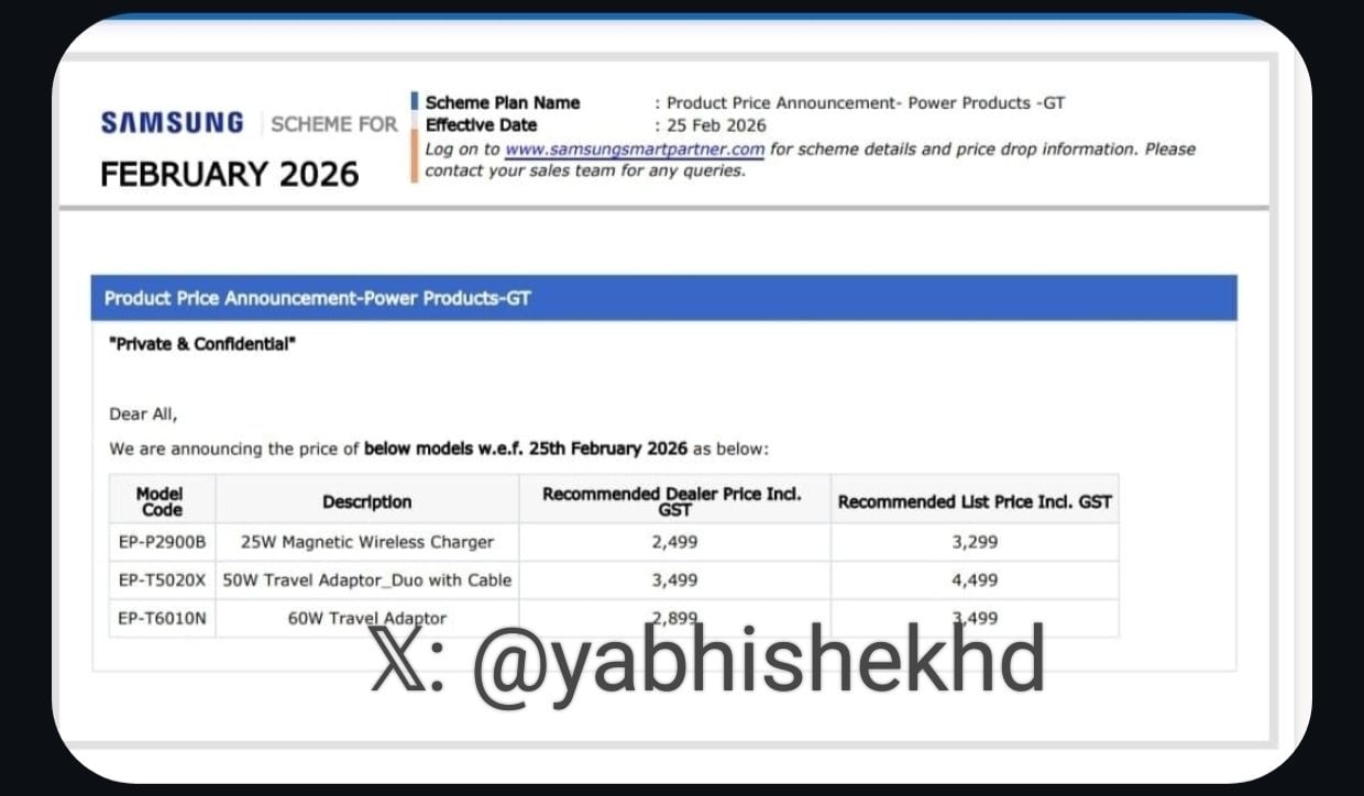 samsung launches 60w travel charging adaptor ep-t6010n and 25w magnetic wireless charger for galaxy s26 ultra in india