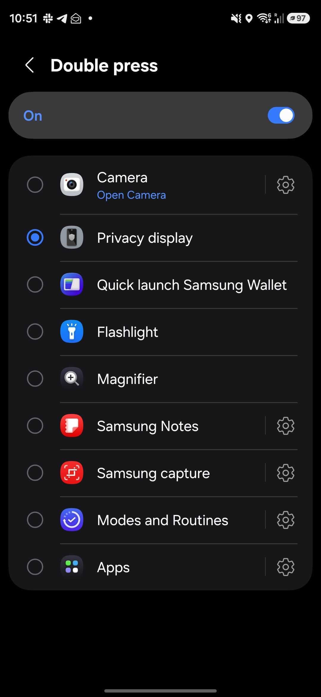 Step 2: Mapping the side button to Privacy Display