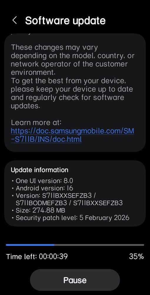 samsung galaxy s23 fe update february 2026 security patch india changelog