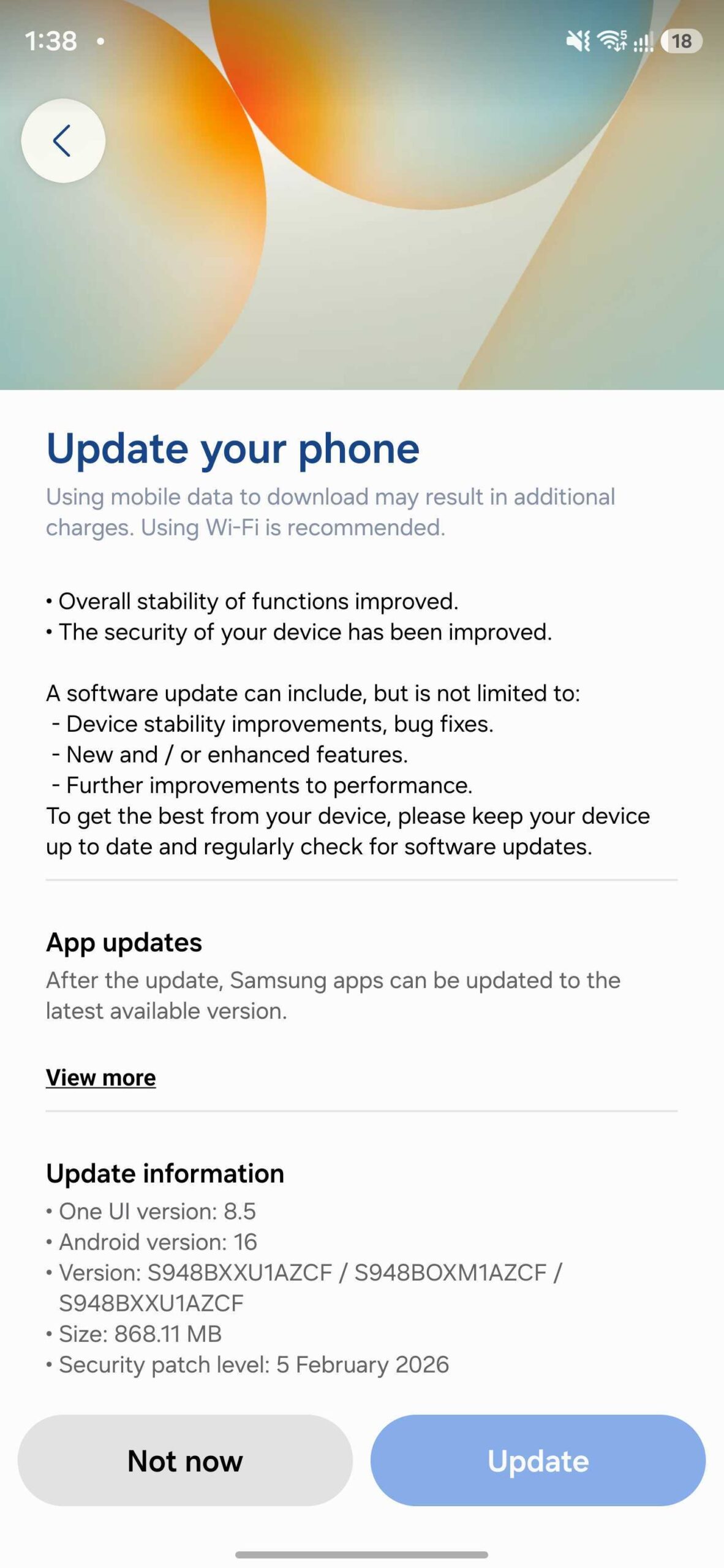 samsung galaxy s26 software update india s948bxxu1azcf airdrop support (02)