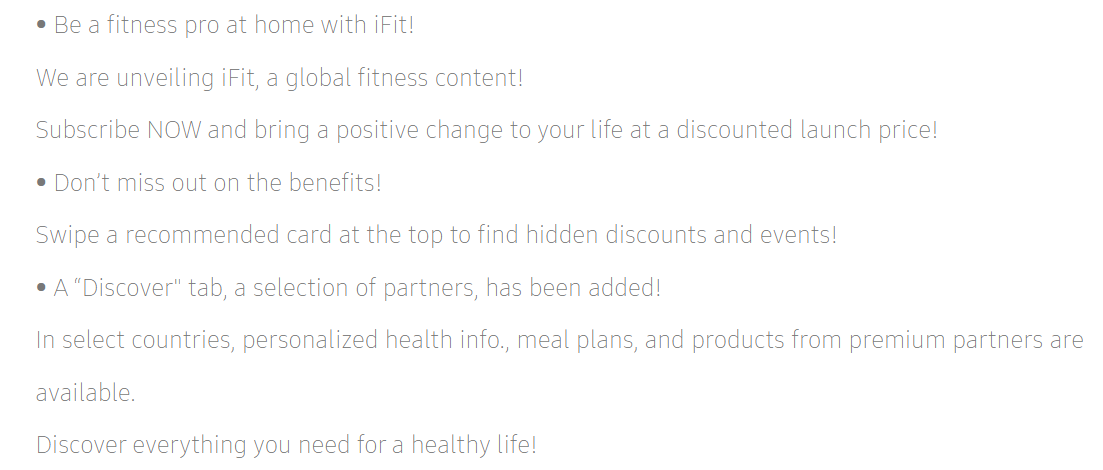 samsung health update changelog