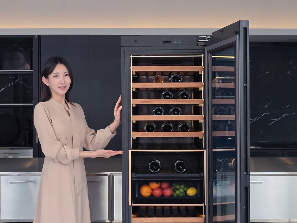samsung infinite ai wine refrigerator opened