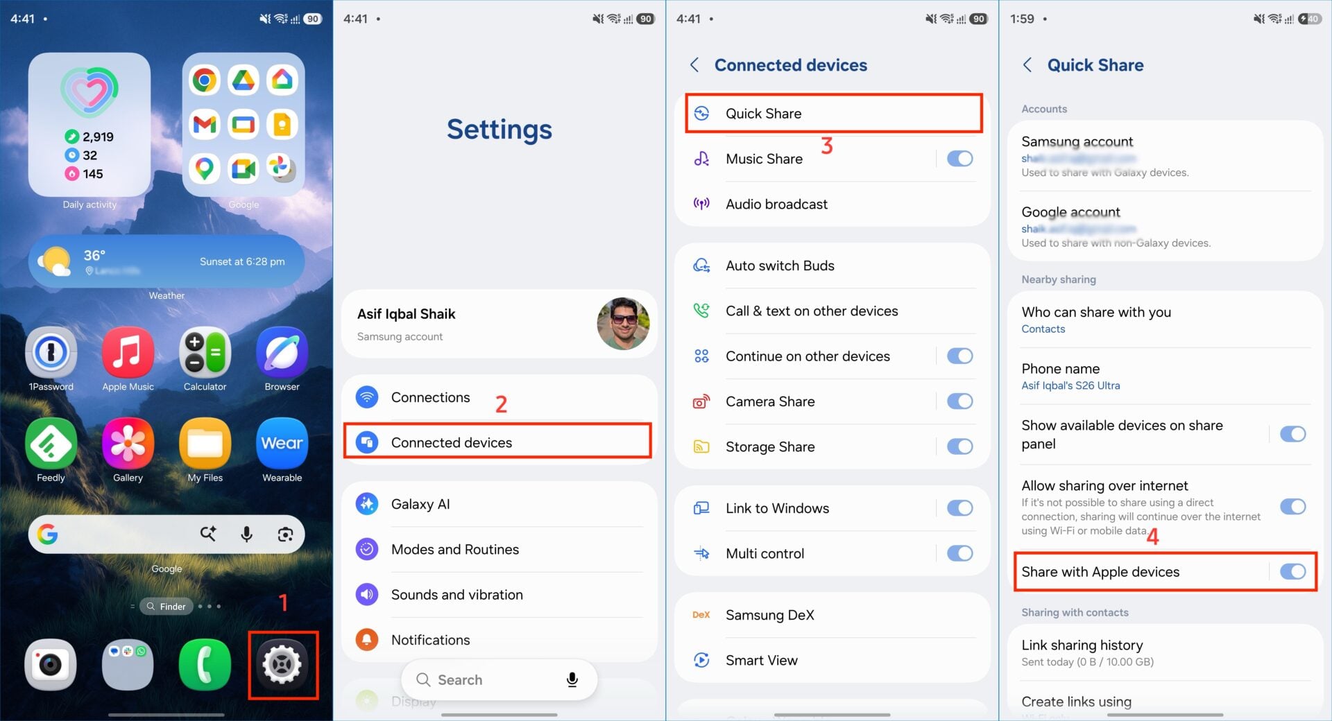 samsung one ui 8.5 quick share airdrop settings