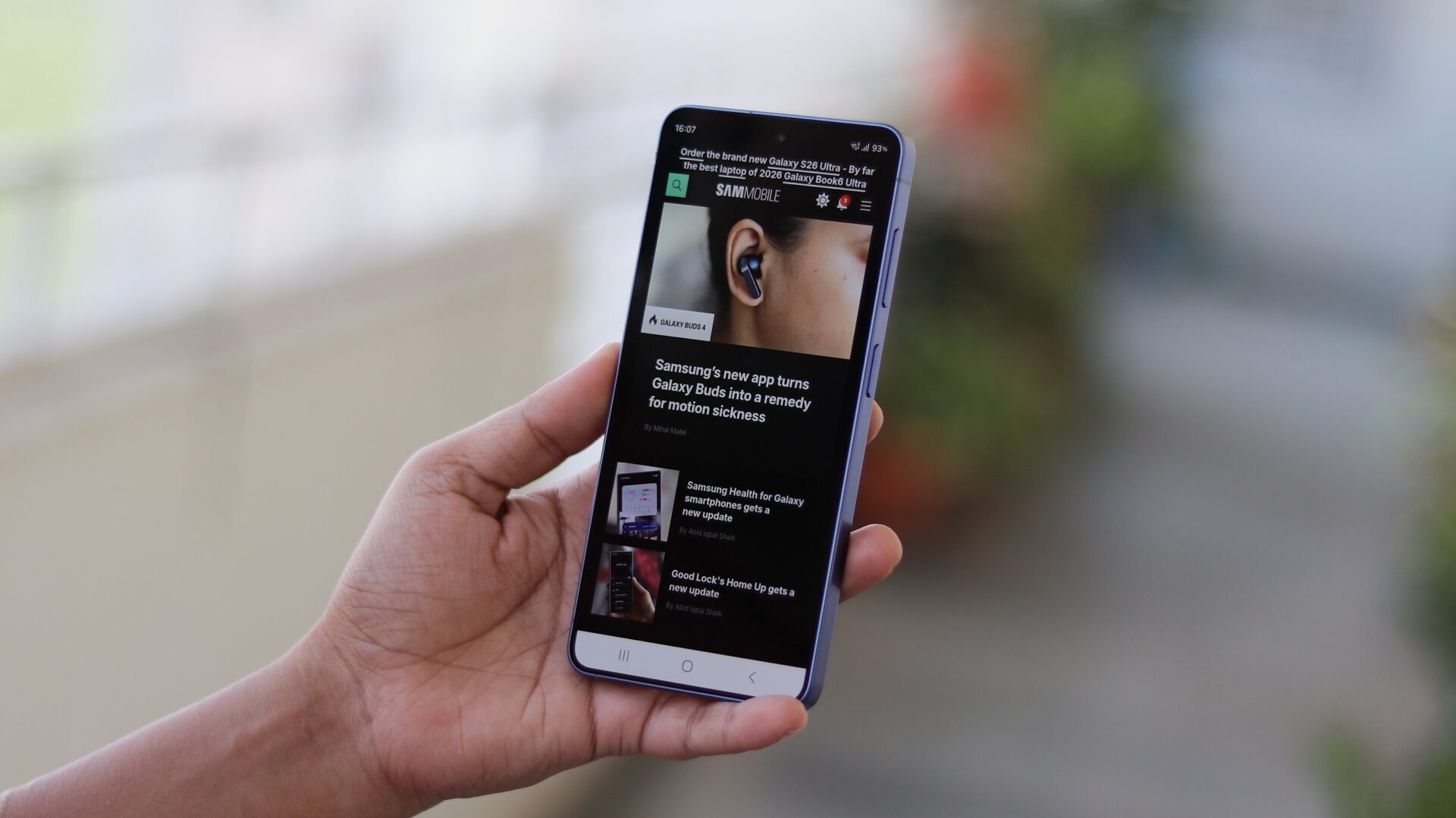 sammobile website on a galaxy s26