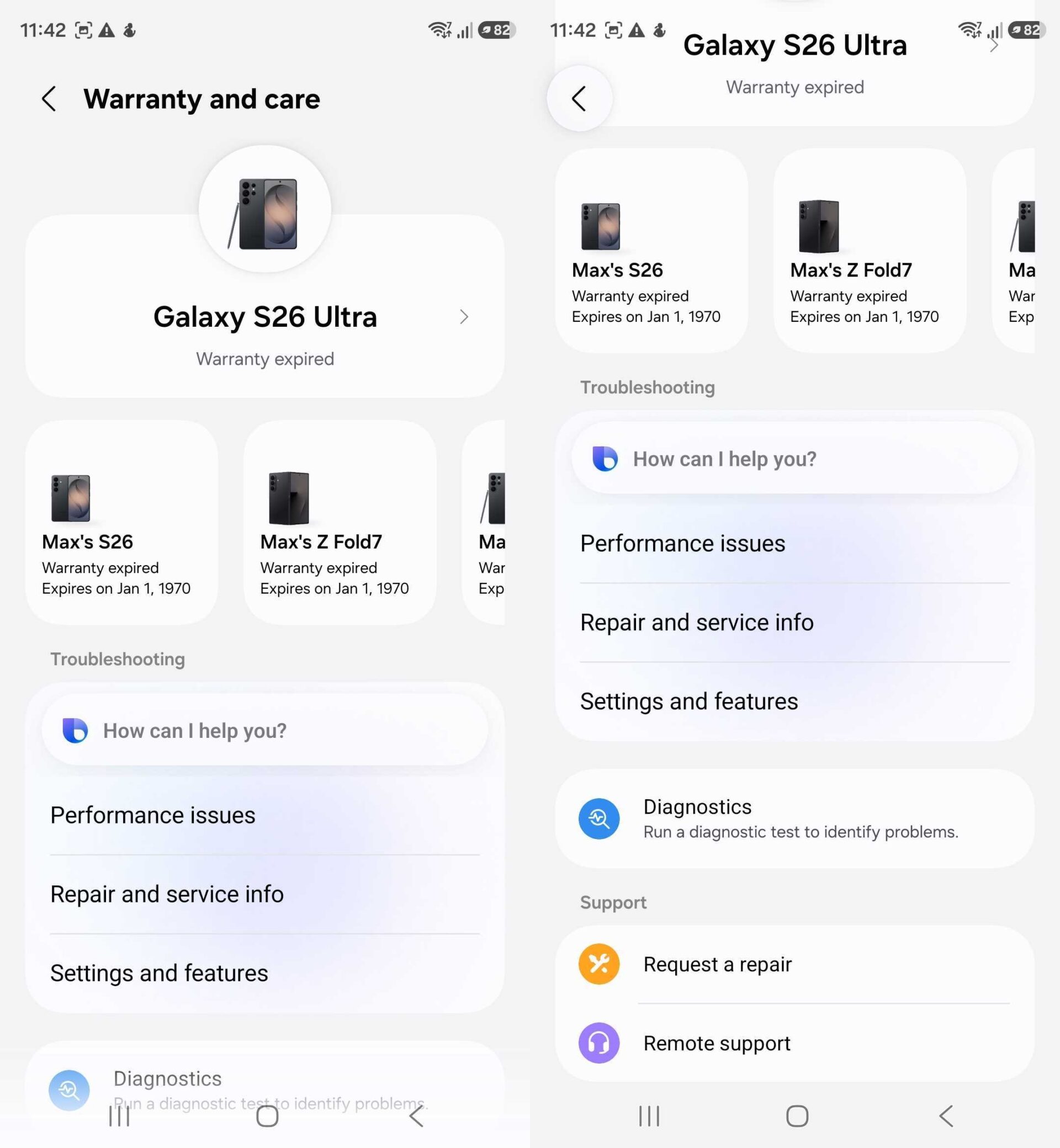 one ui 9 warranty and care
