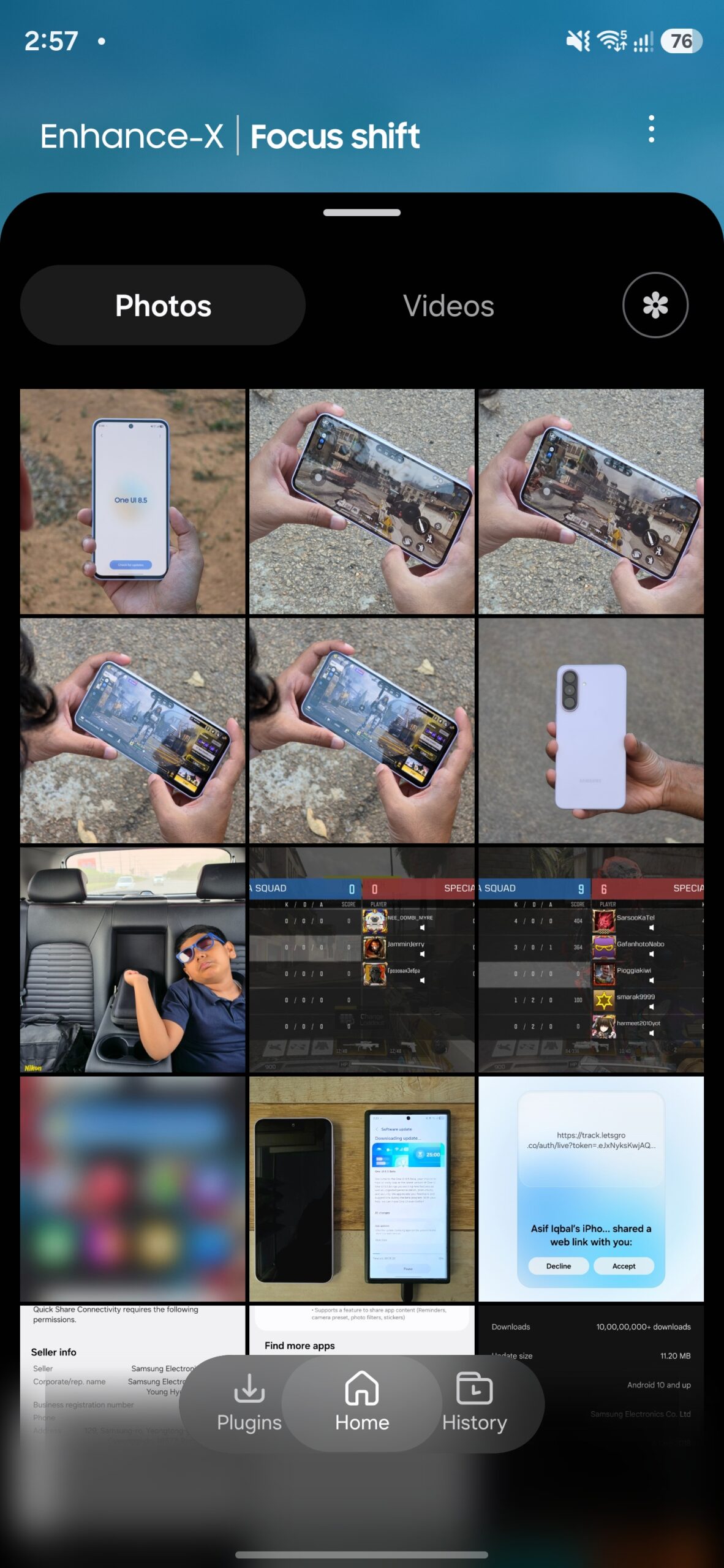 samsung galaxy enhance-x app update april 2026 home screen tabs design