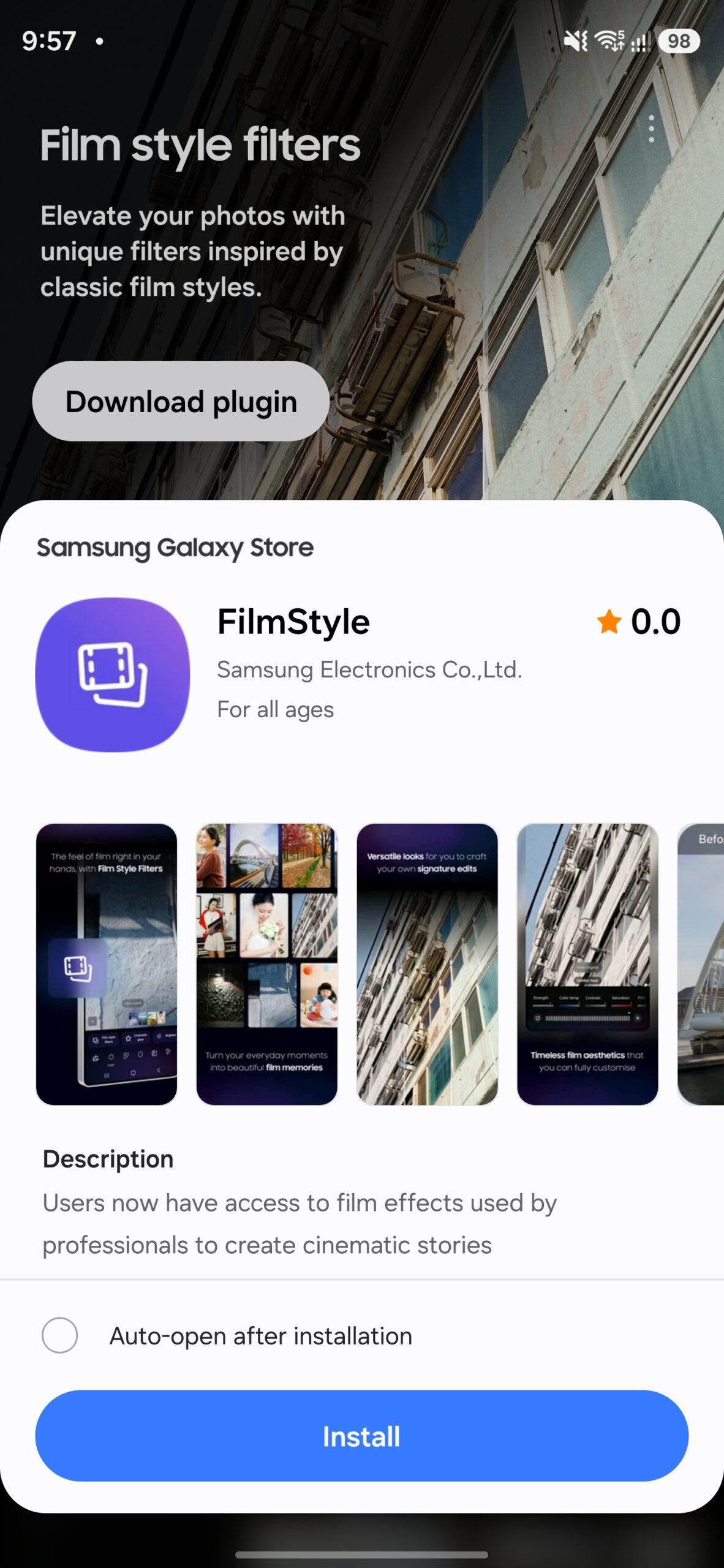 samsung galaxy enhance-x filmstyle plugin