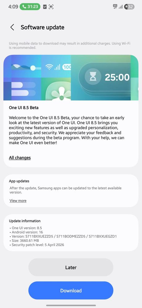 samsung galaxy s23 fe one ui 8.5 beta 1 update india firmware version