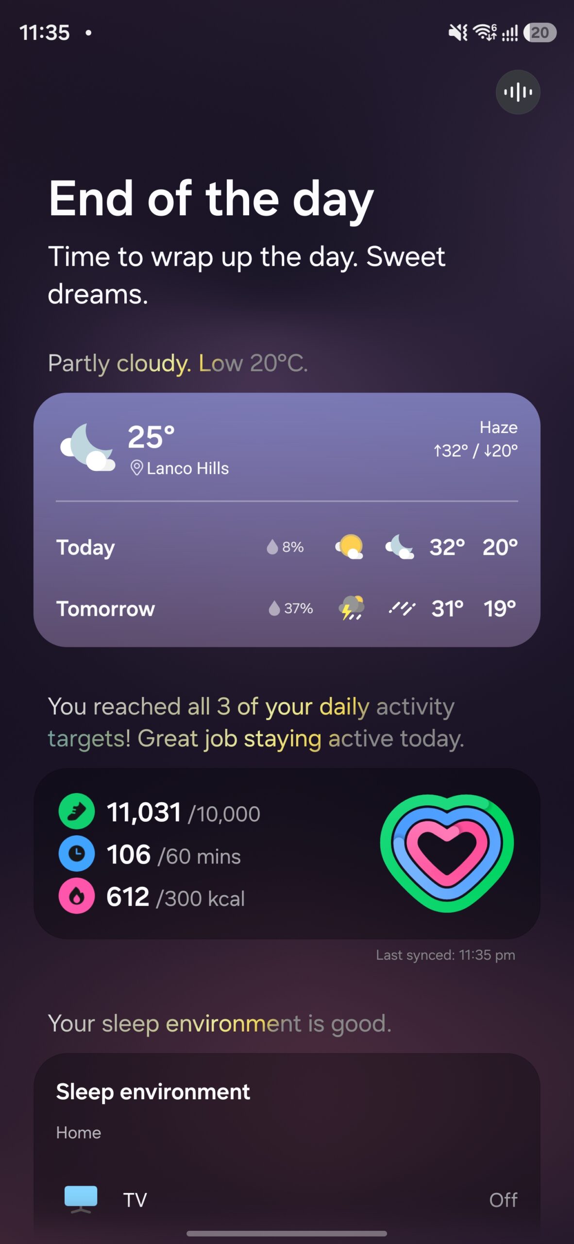 samsung one ui 8.5 now brief end of day health weather