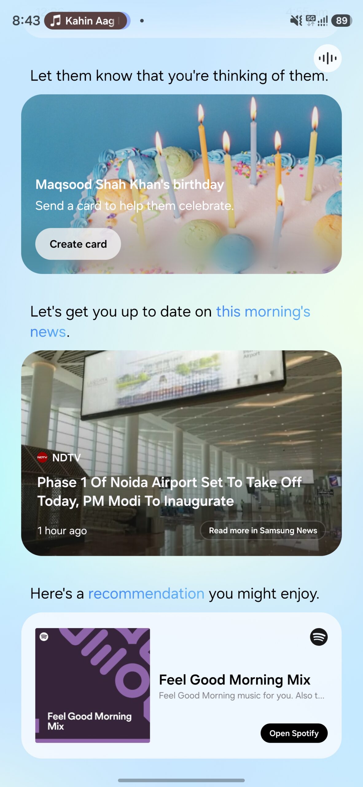 samsung one ui 8.5 now brief friend birthday reminder card creation