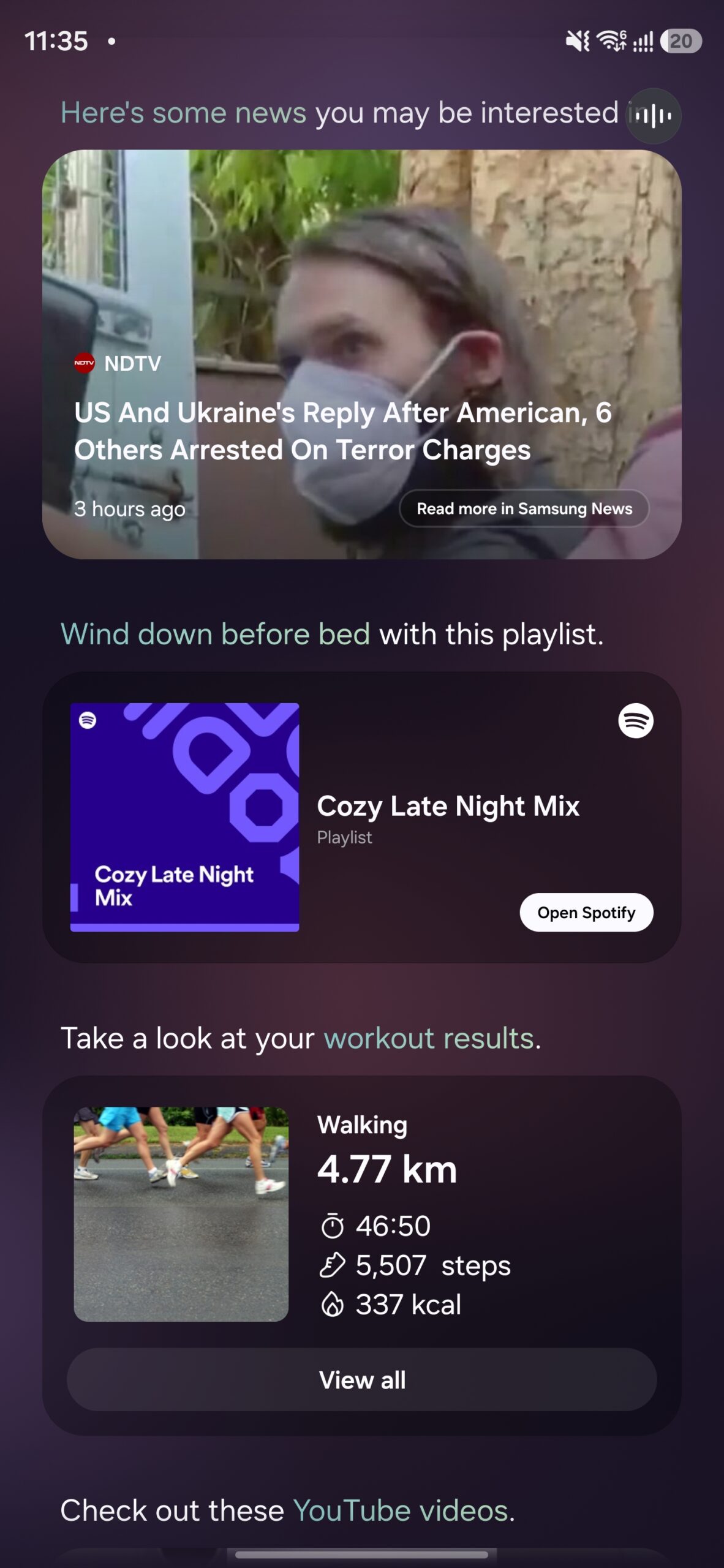 samsung one ui 8.5 now brief health metrics news sleep music recommendations