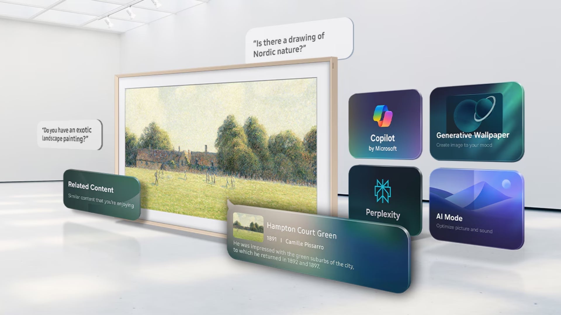 samsung the frame pro (2026) tv copilot perplexity generative wallpaper ai mode