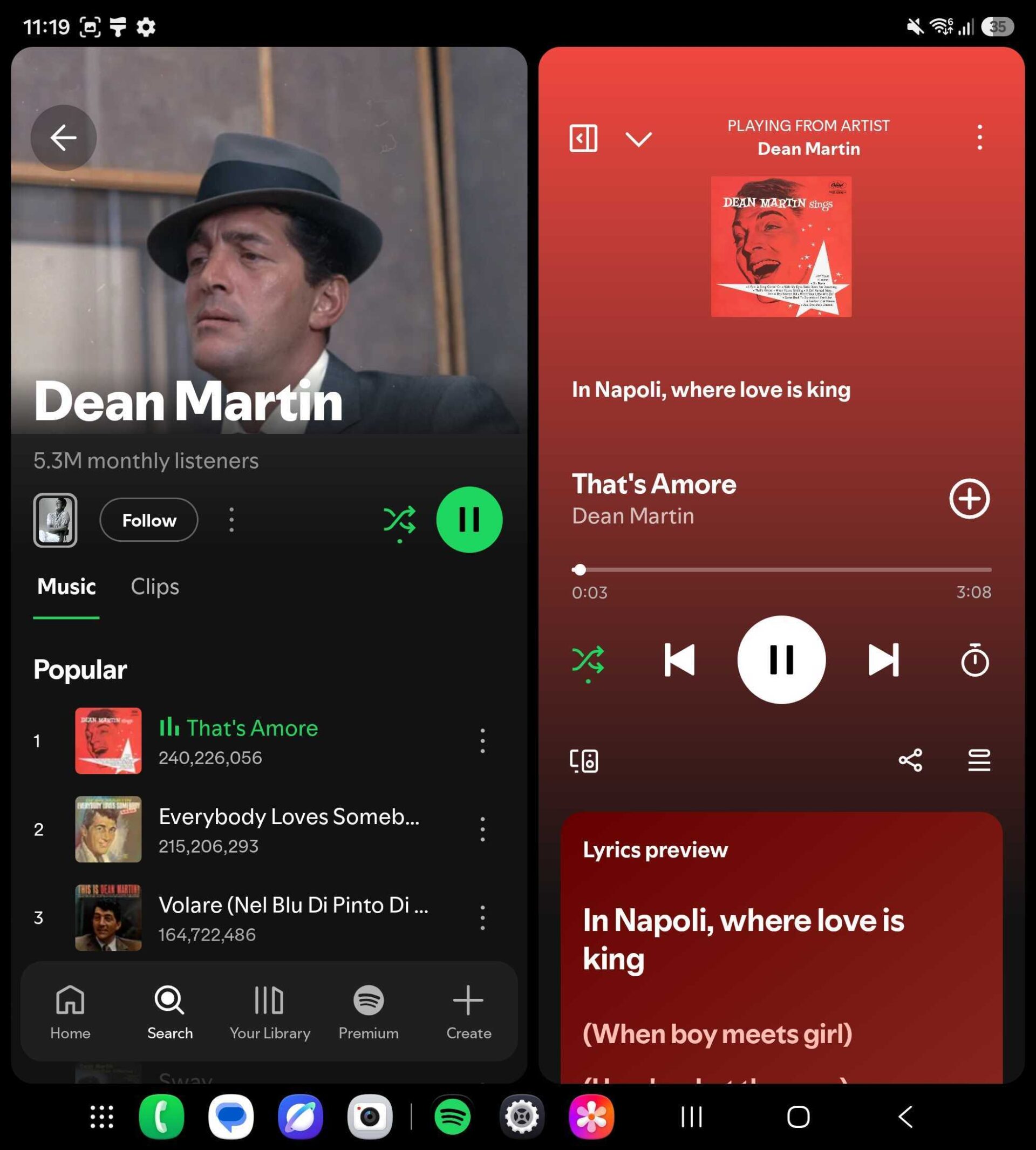spotify update april 2026 browse player panes side by side samsung galaxy z fold 7