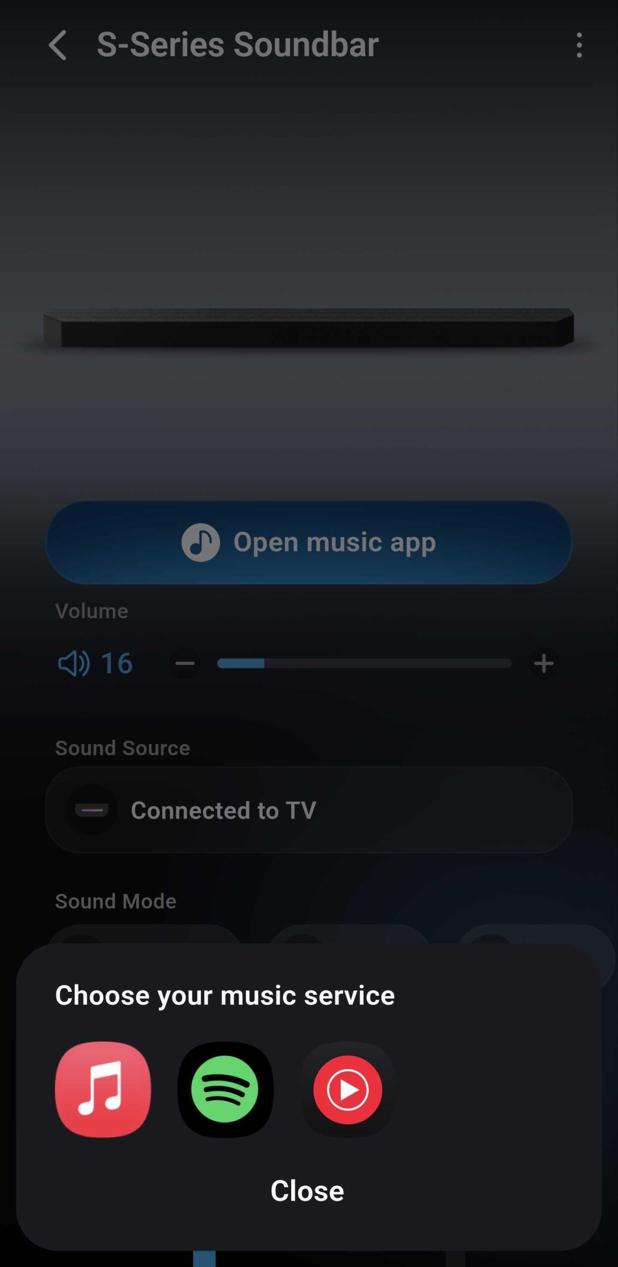 samsung sound: open music app