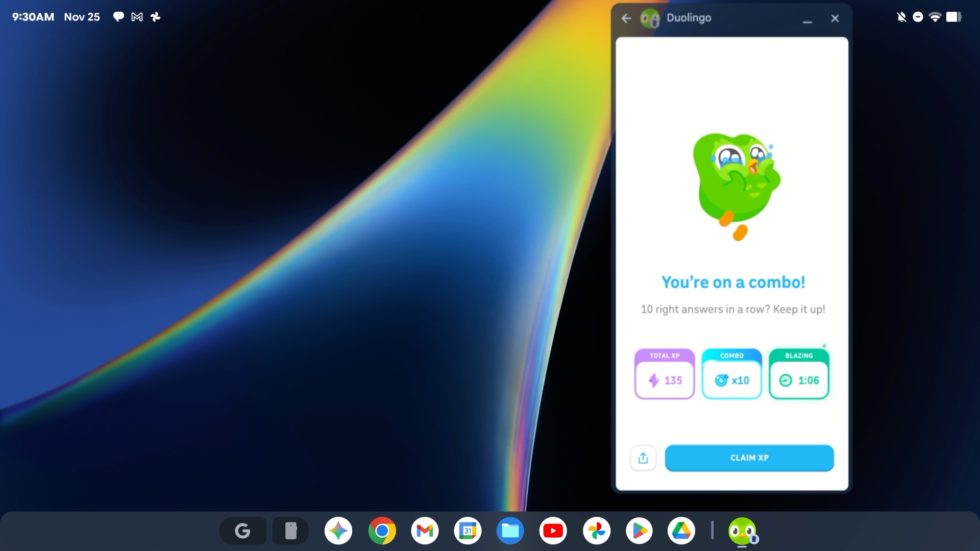 googlebook cast my apps duolingo window