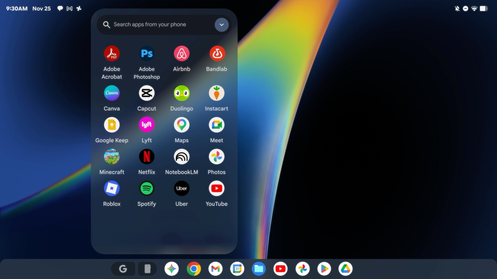 googlebook cast my apps phone app launcher shortcut taskbar