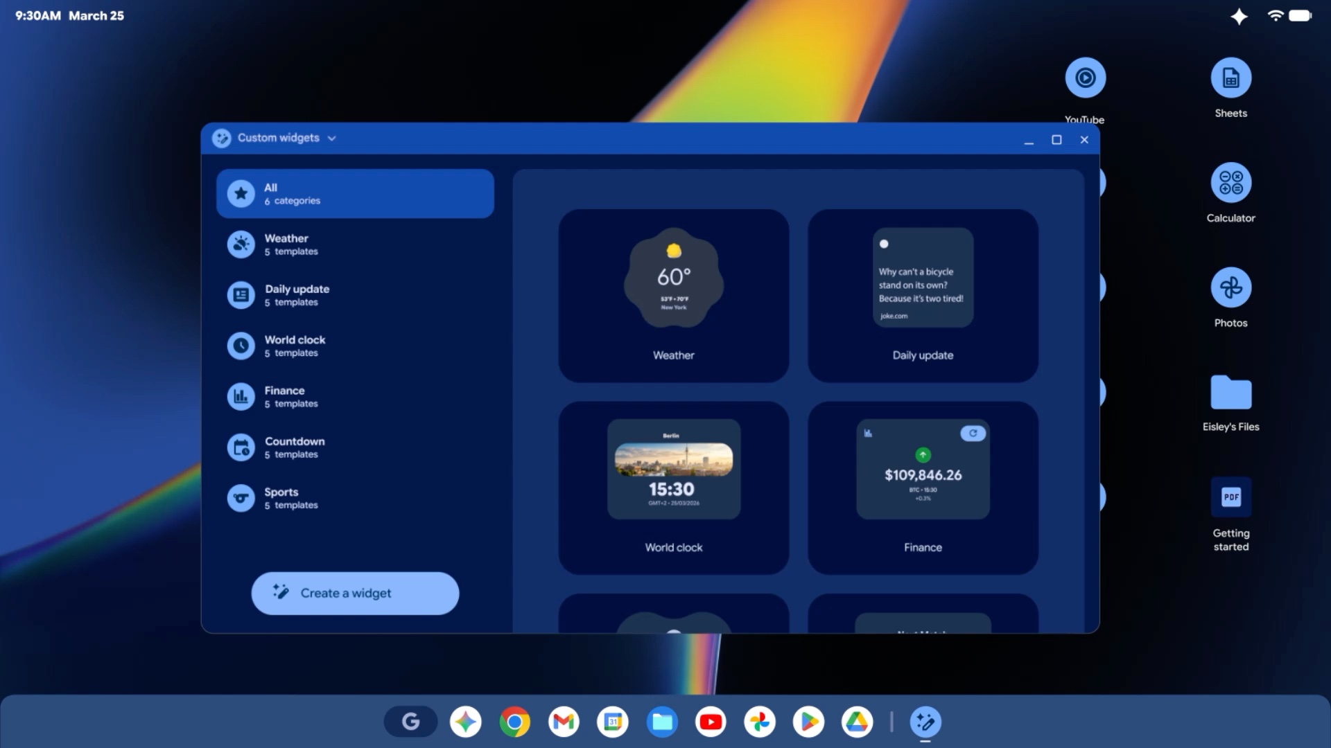 googlebook create my widget app
