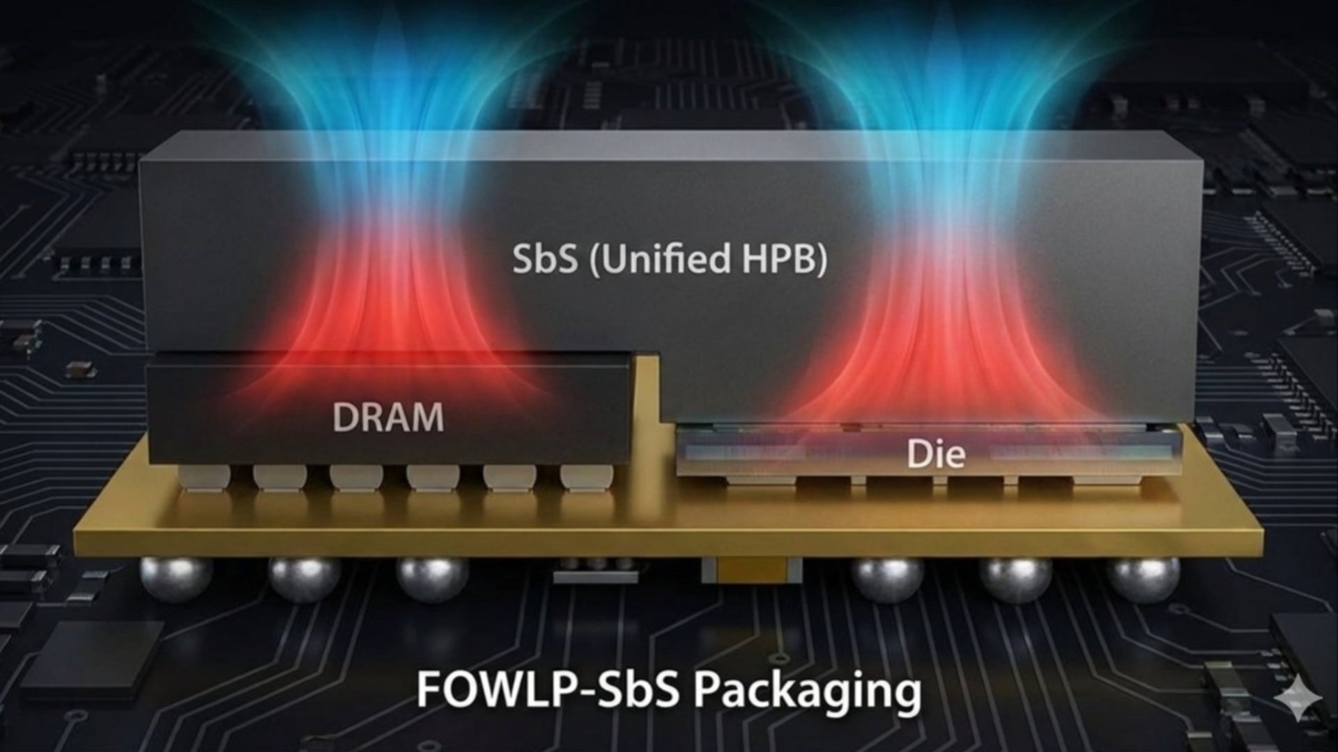 samsung exynos 2700 side-by-side expanded heat path block concept illustration