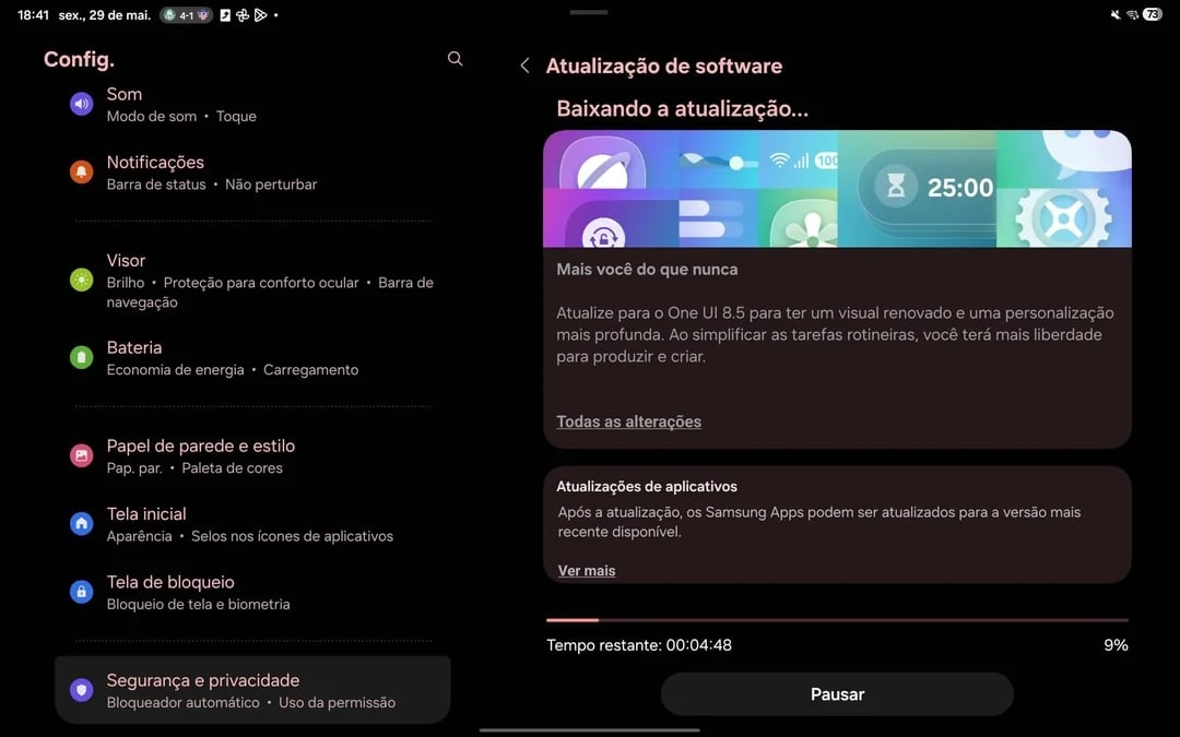 samsung galaxy tab s10 lite one ui 8.5 update brazil changelog