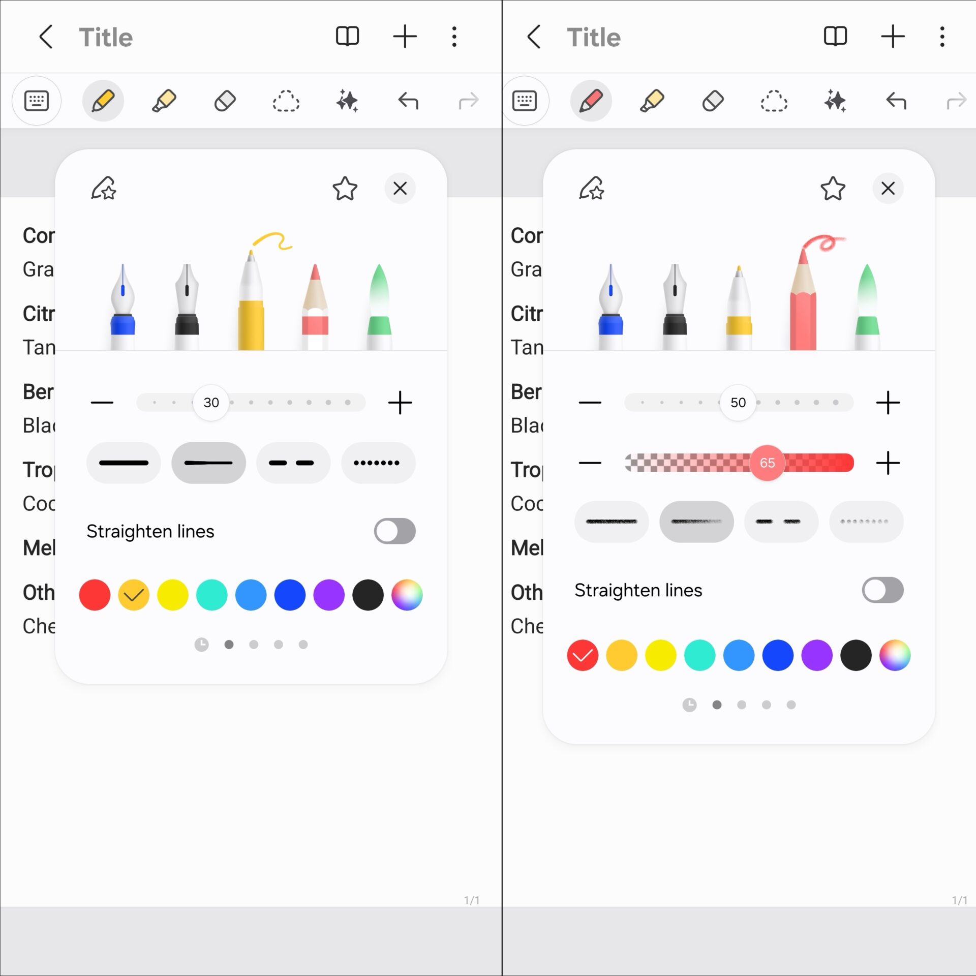 samsung one ui 9.0 notes new pen styles