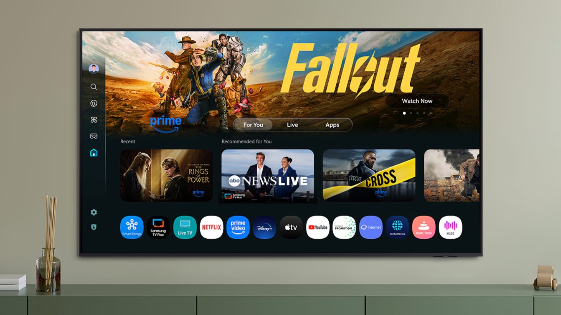 samsung tv tizen 9.0 one ui home screen design