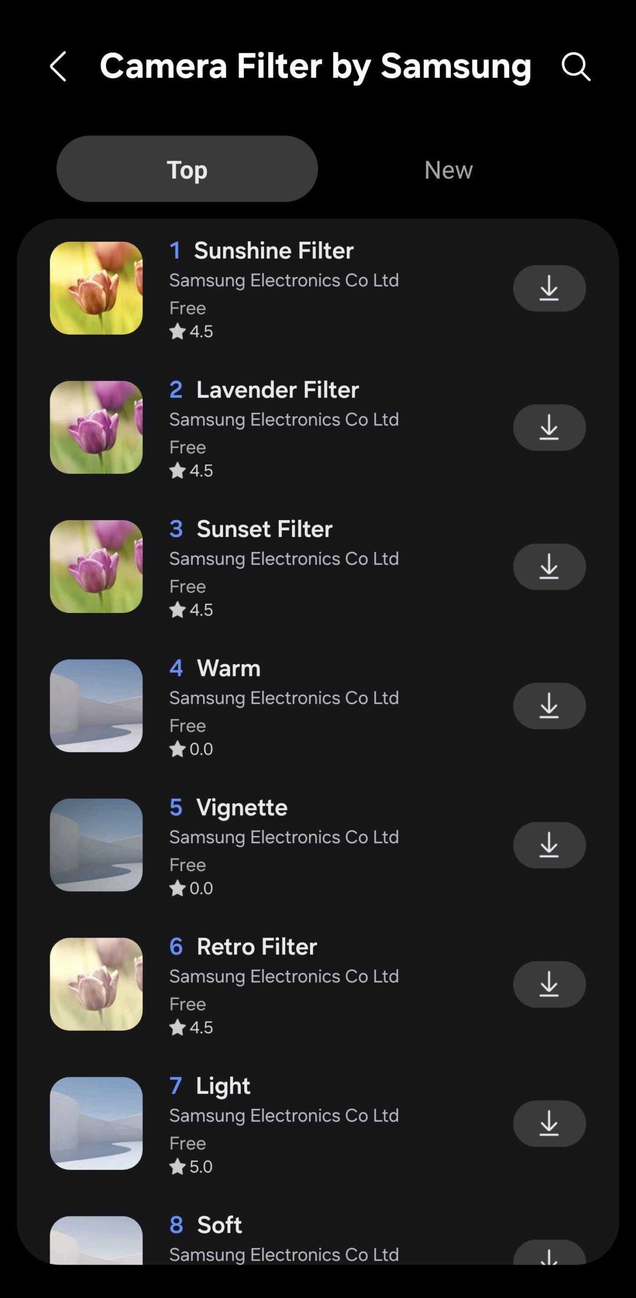 samsung galaxy store video filters
