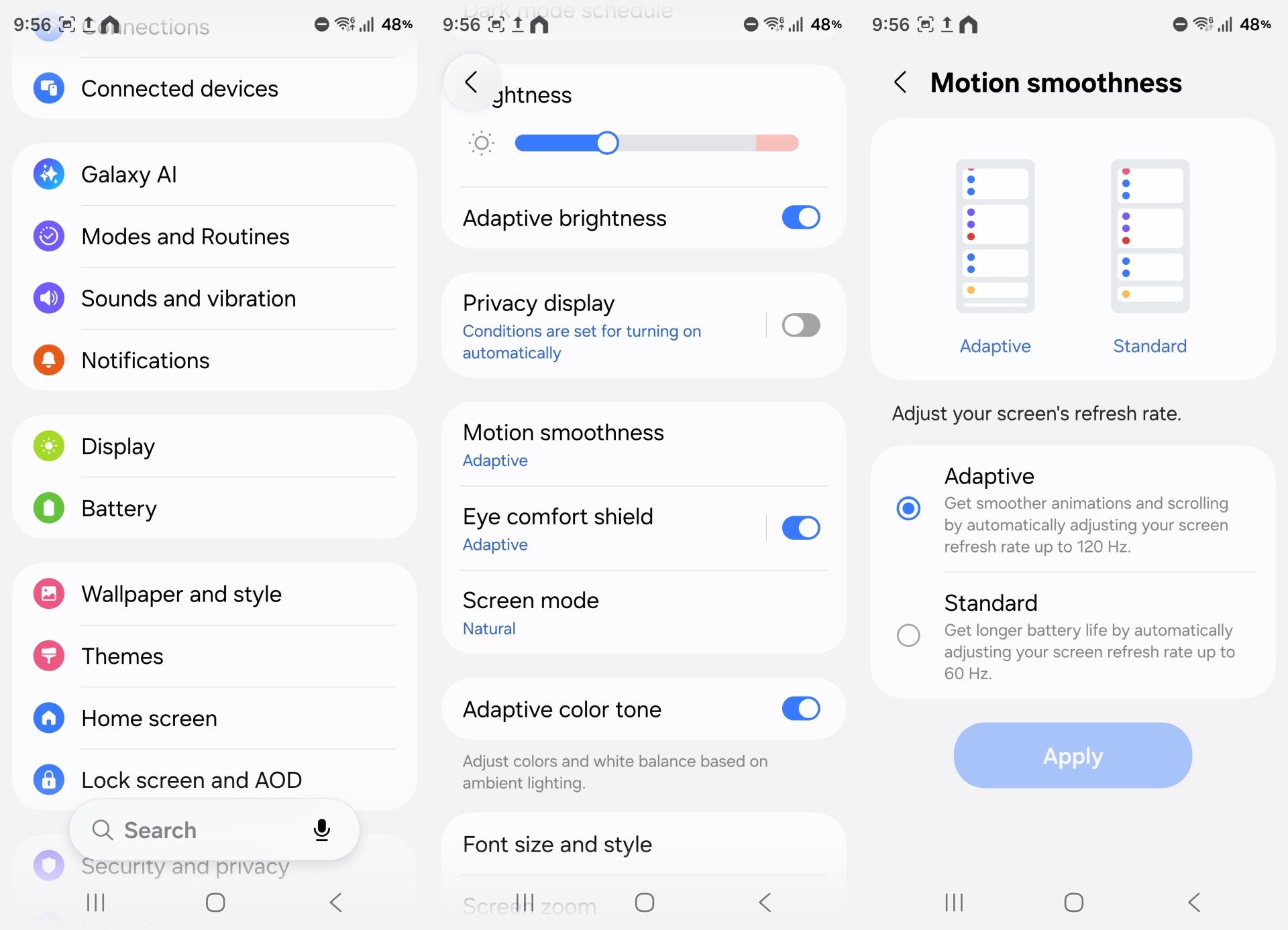 enabling adaptive refresh rate on the galaxy s26 ultra
