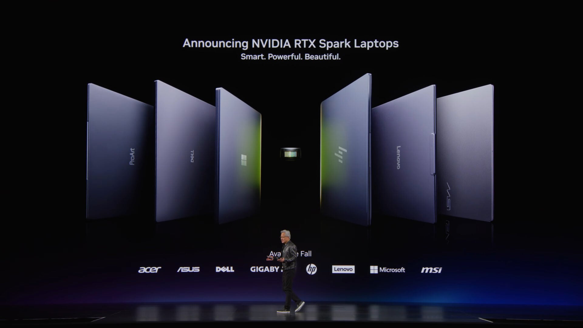 nvidia's list of brands launching laptops with rtx spark soc shwocased during the brand's keynote