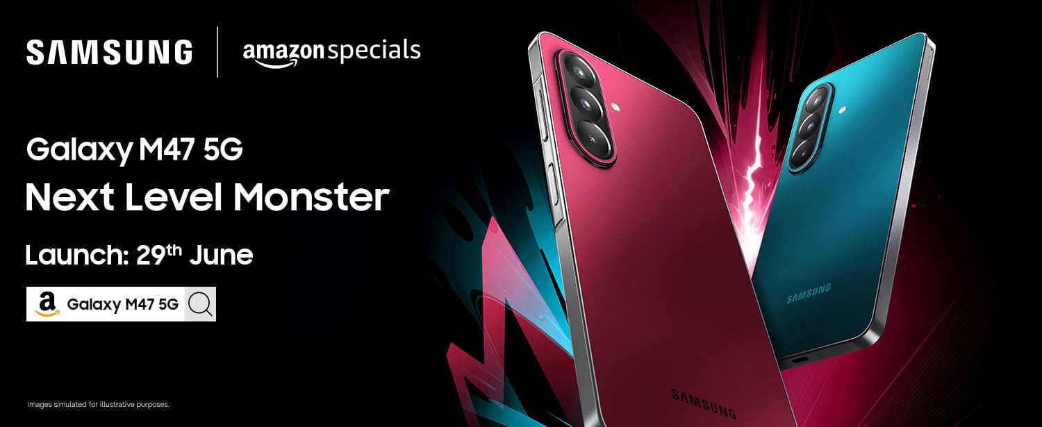 samsung galaxy m47 teaser image on amazon india showing launch date