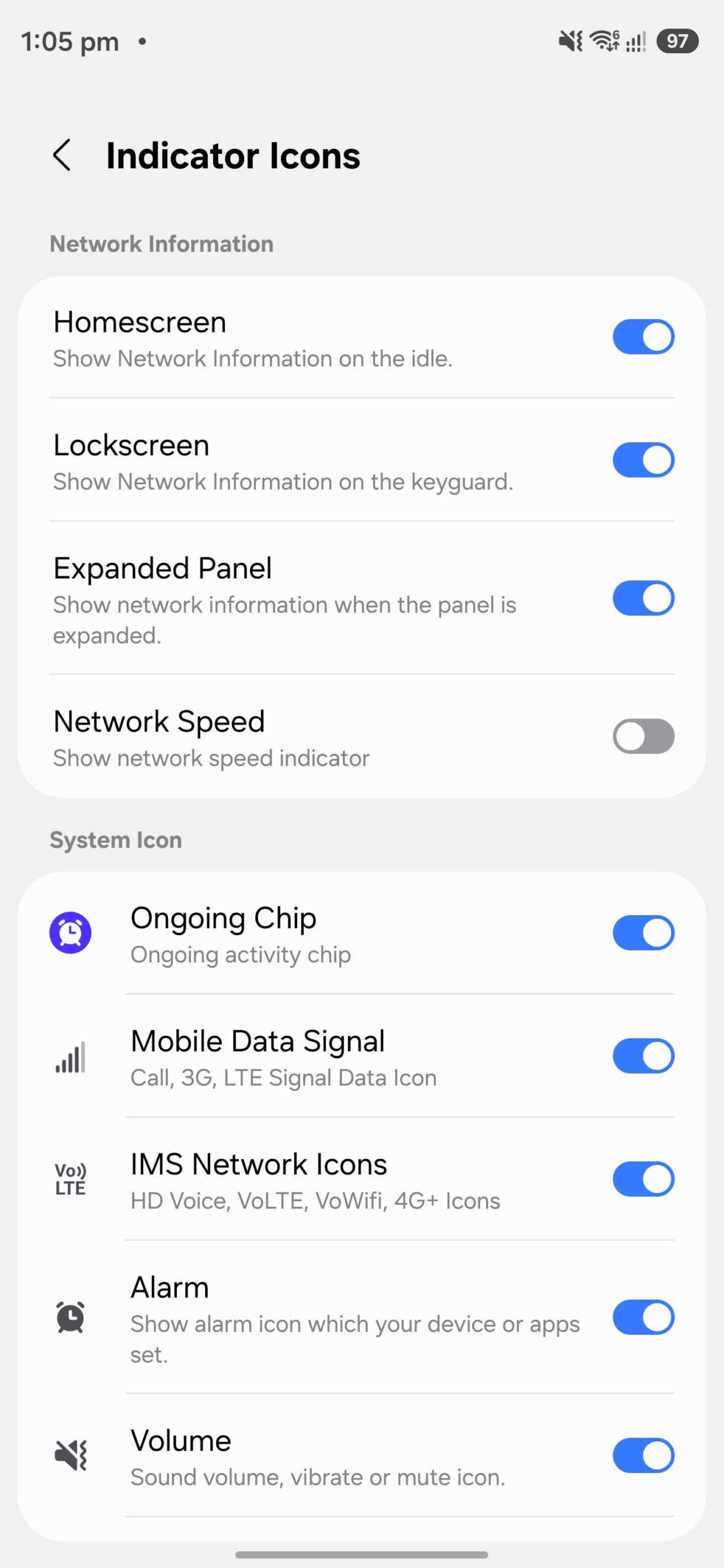 samsung galaxy s26 one ui 9 good lock quickstar turn off ongoing chip live notifications from status bar
