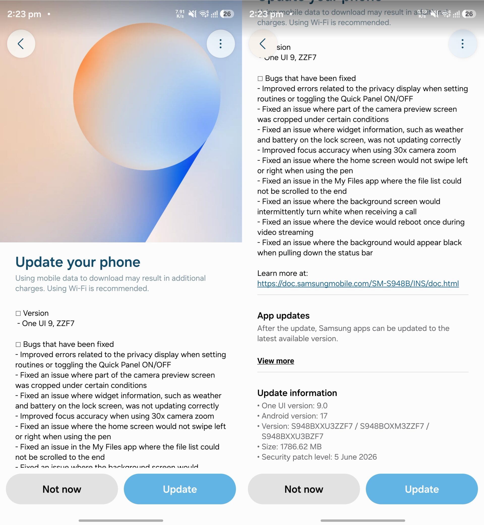 samsung galaxy s26 ultra one ui 9.0 beta 3 update changelog firmware version india